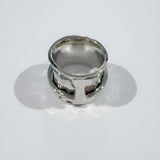 Golden Heart Silver Ring