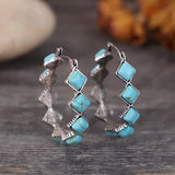 Vintage Turquoise U-Shaped Hoop Earrings