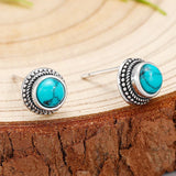 Vintage Bohemian Imitation Turquoise Stud Earrings